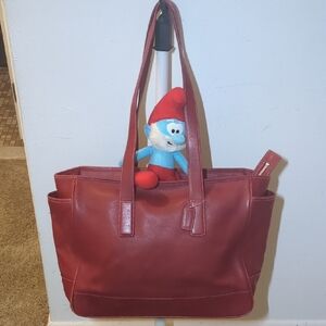 Authentic Vintage Hampton Coach Red Leather large Tote Bag Asking Only $95 WOW